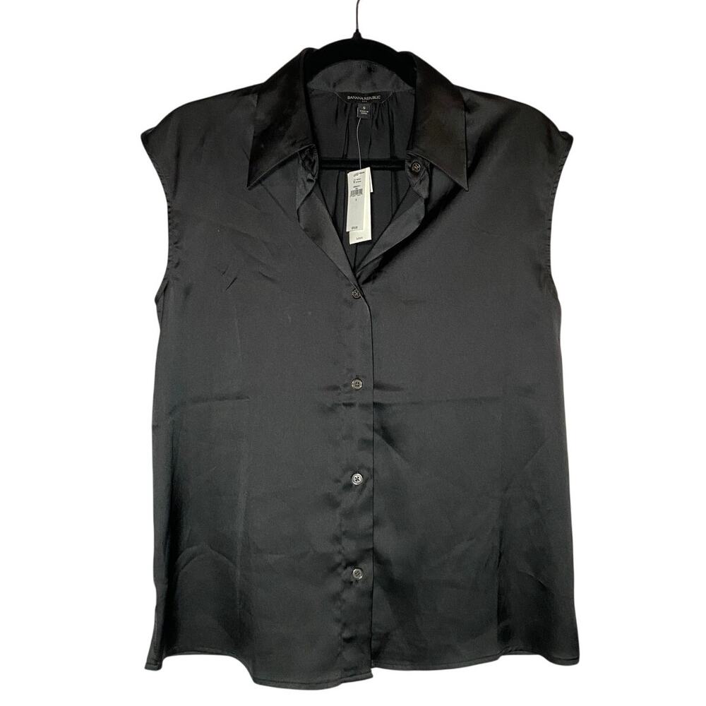 Banana Republic - Black Silky Button-Up Blouse - Women's S